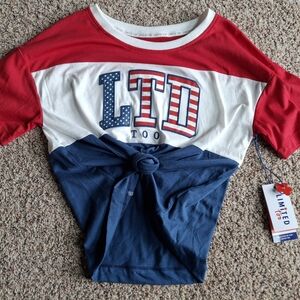 Limited Too Patriotic Kids Tee - Red, White, Blue New With Tags Girls 12/14